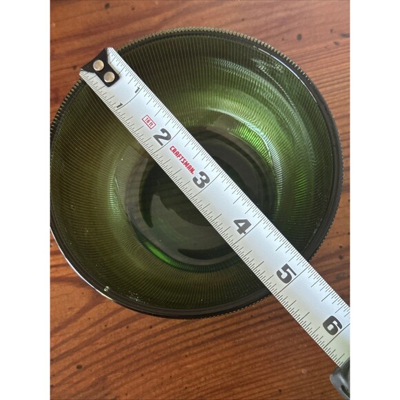 Vintage Green Depression Glass, Fine Ribbed Bowl 4 7/8” Diameter - Picture 7 of 8